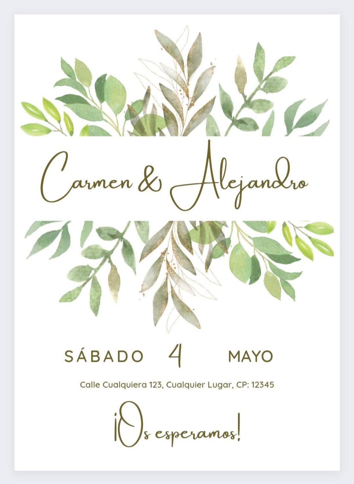 Invitación A5 verde