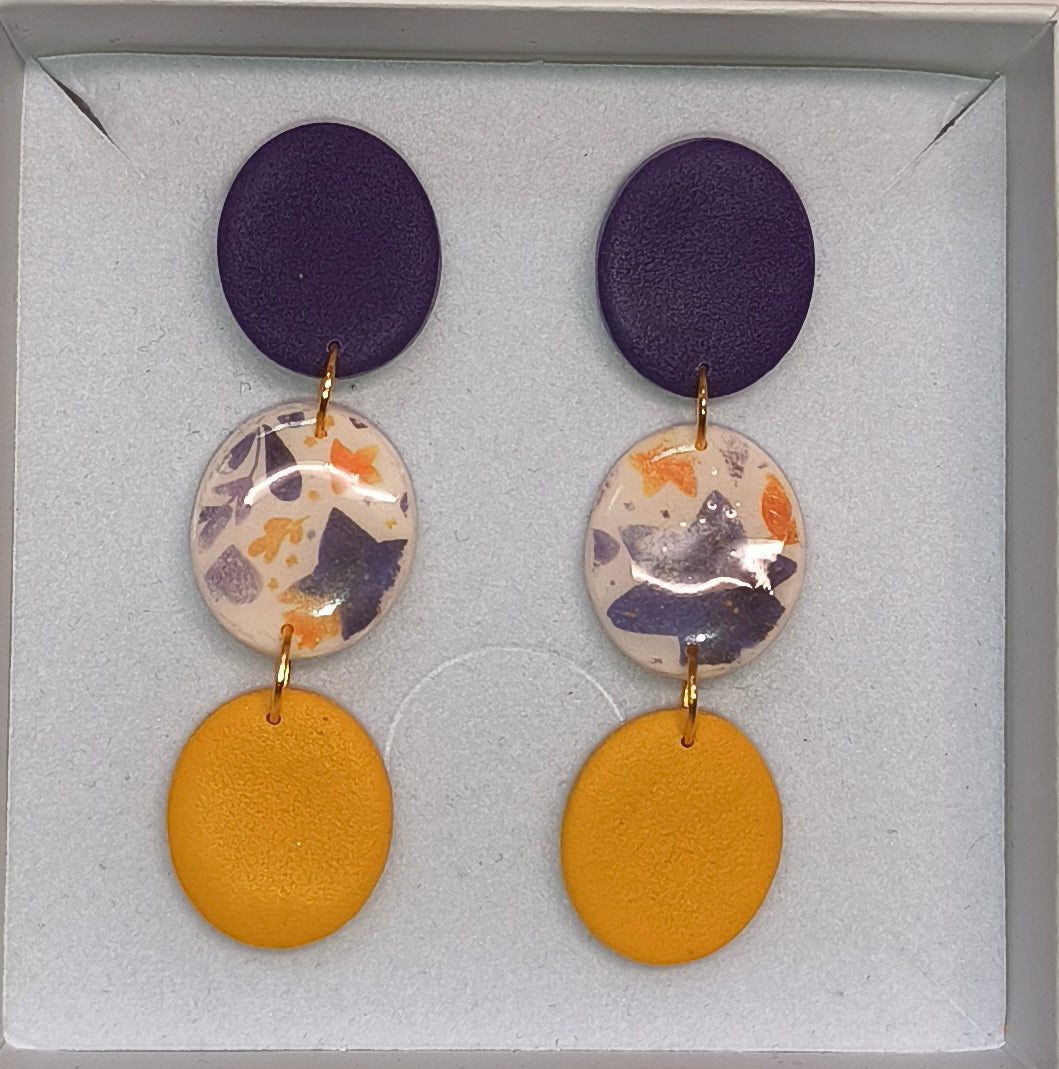 Disco floral morado-mostaza