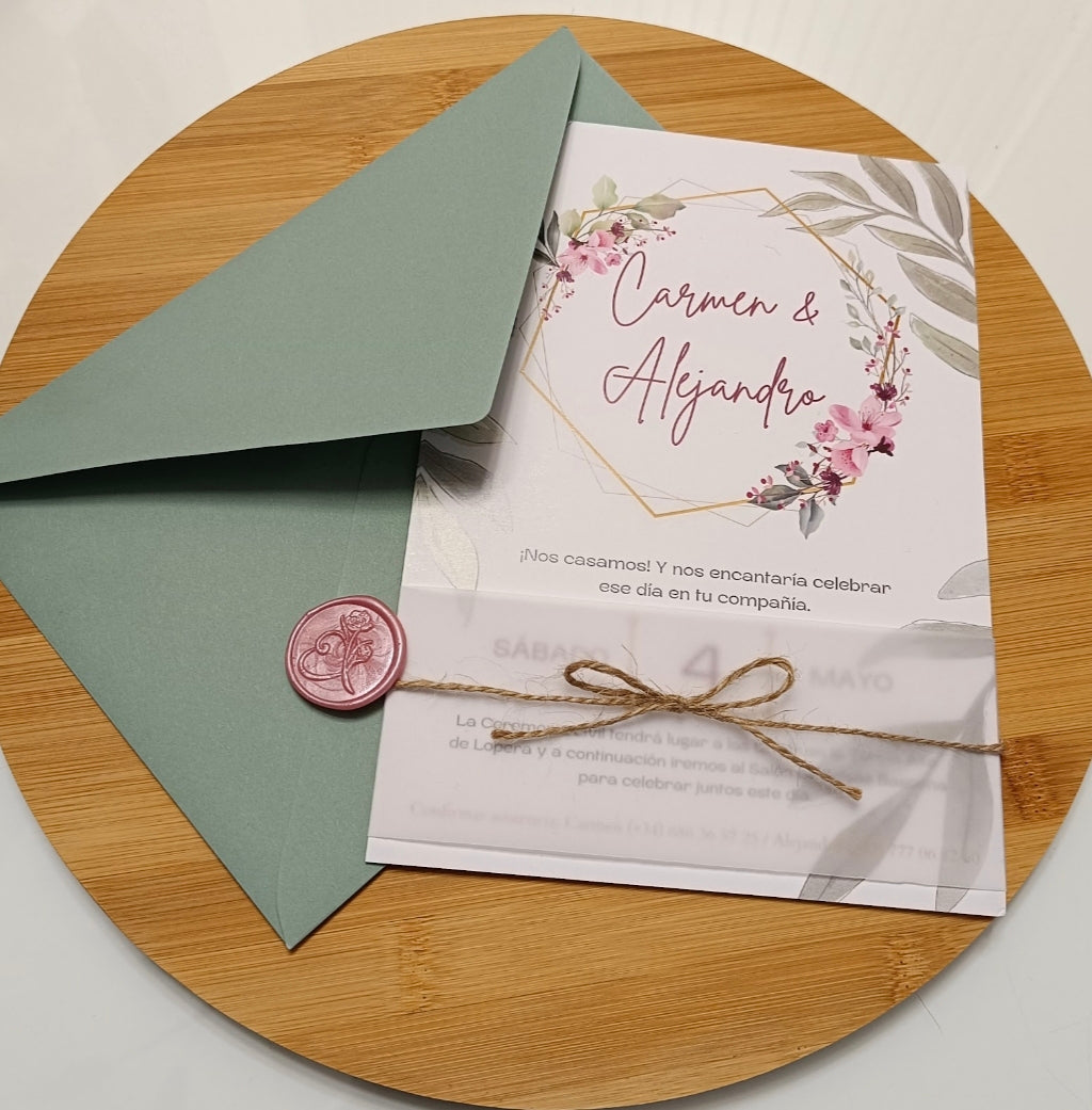 Invitación A5 verde olivo