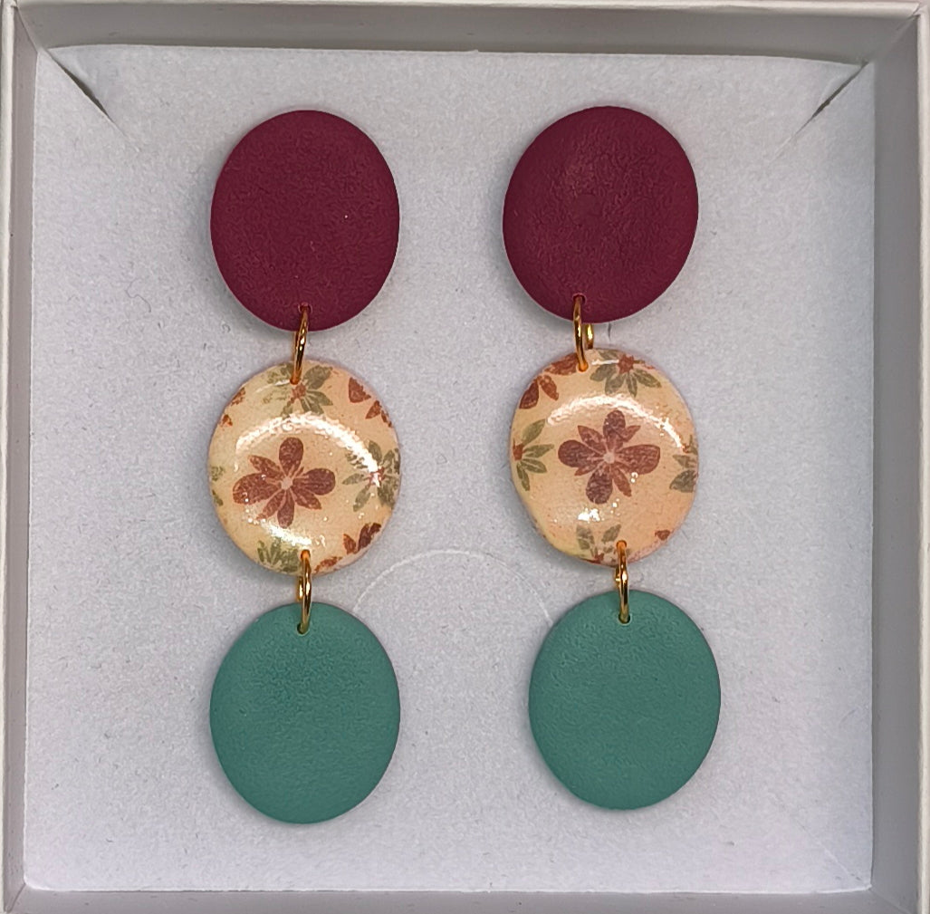 Disco floral fucsia-verde