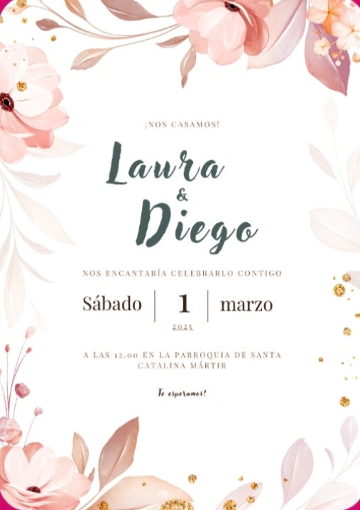 Invitación A5 rosa