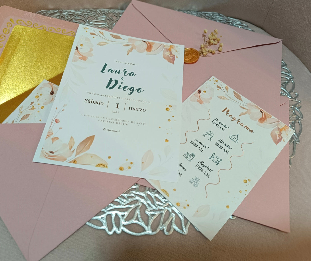 Invitación A5 rosa