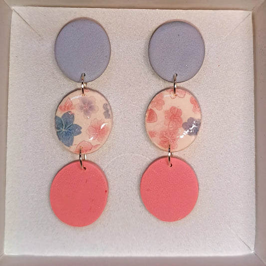 Disco floral celeste-rosa